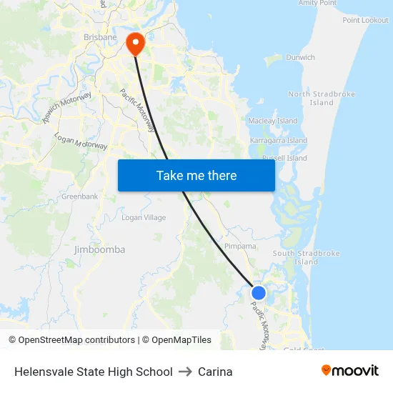 Helensvale State High School to Carina map