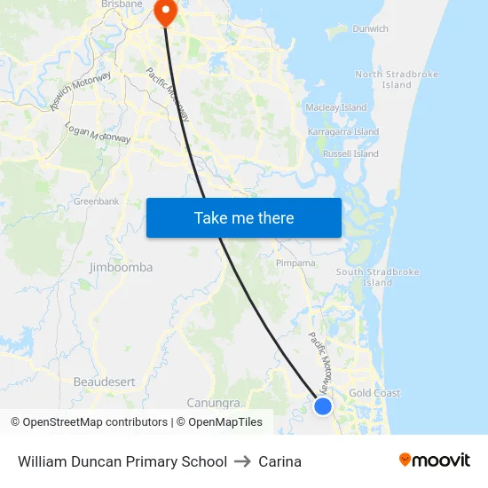 William Duncan Primary School to Carina map