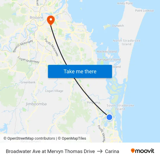 Broadwater Ave at Mervyn Thomas Drive to Carina map