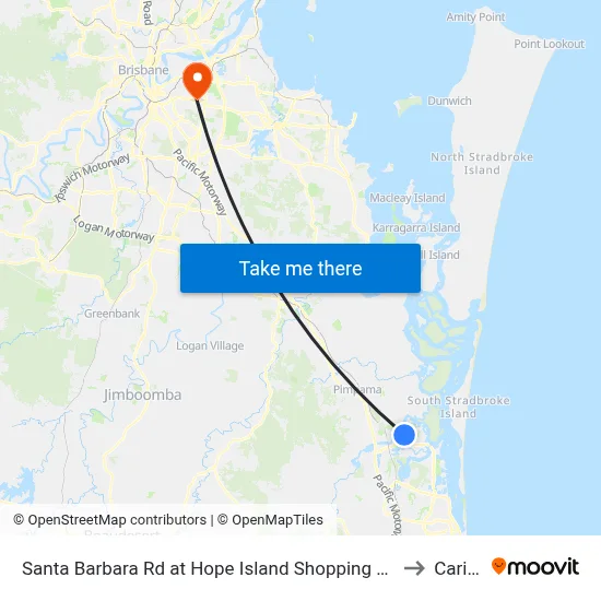 Santa Barbara Rd at Hope Island Shopping Centre to Carina map