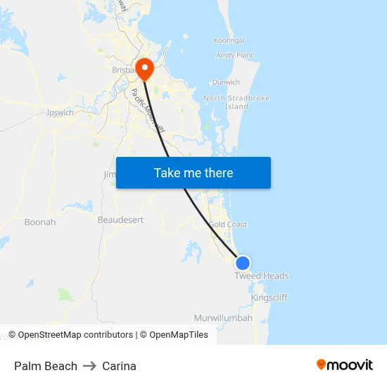 Palm Beach to Carina map