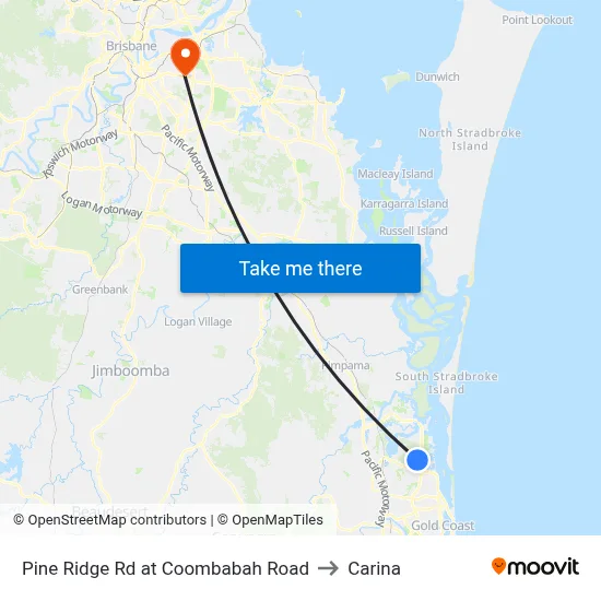 Pine Ridge Rd at Coombabah Road to Carina map