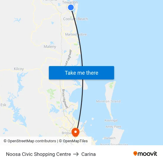 Noosa Civic Shopping Centre to Carina map