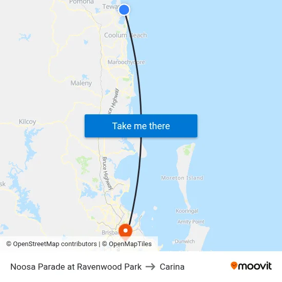 Noosa Parade at Ravenwood Park to Carina map