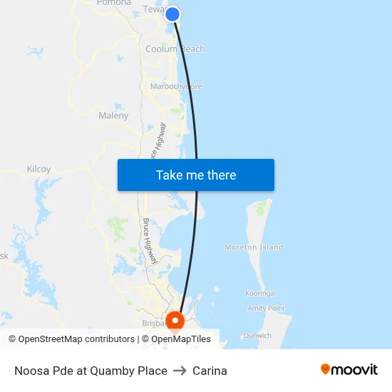 Noosa Pde at Quamby Place to Carina map