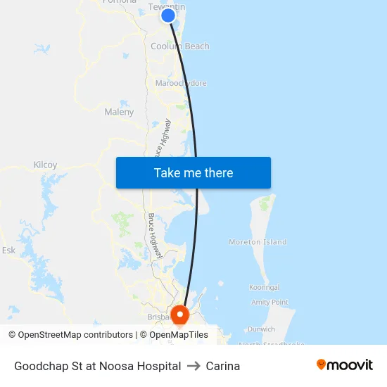 Goodchap St at Noosa Hospital to Carina map