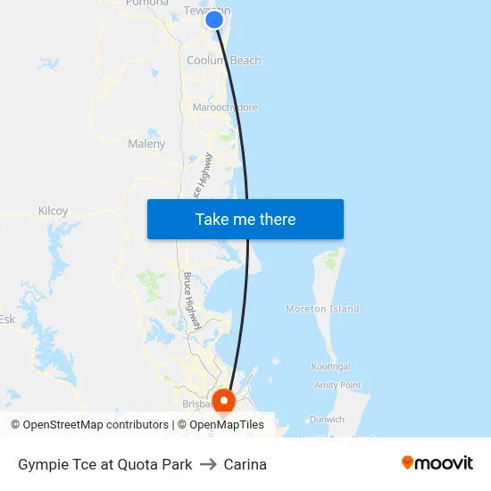 Gympie Tce at Quota Park to Carina map