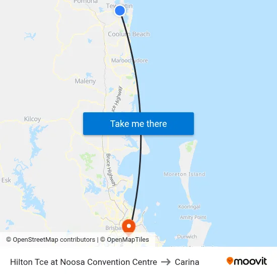 Hilton Tce at Noosa Convention Centre to Carina map