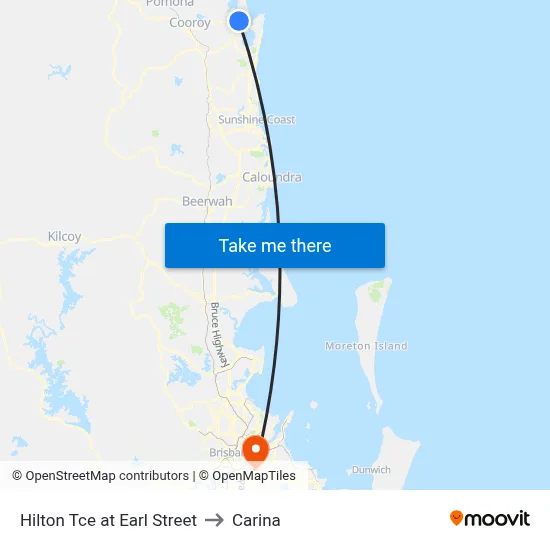 Hilton Tce at Earl Street to Carina map