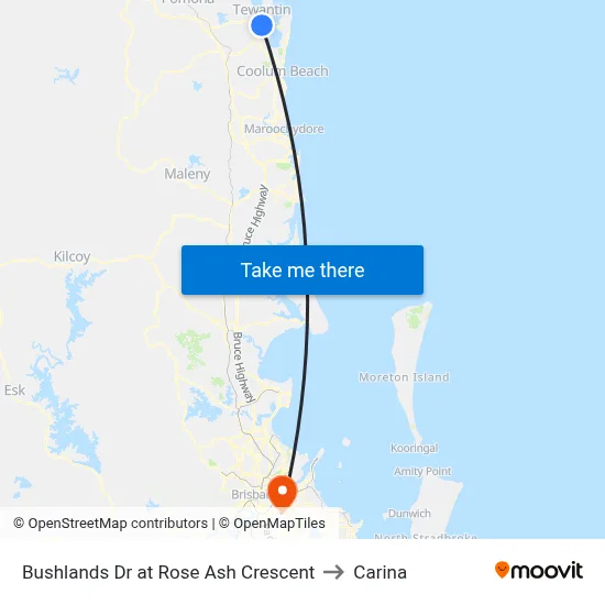 Bushlands Dr at Rose Ash Crescent to Carina map