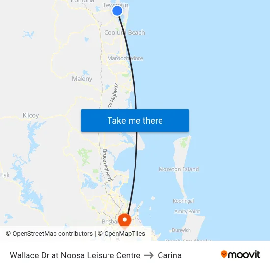 Wallace Dr at Noosa Leisure Centre to Carina map