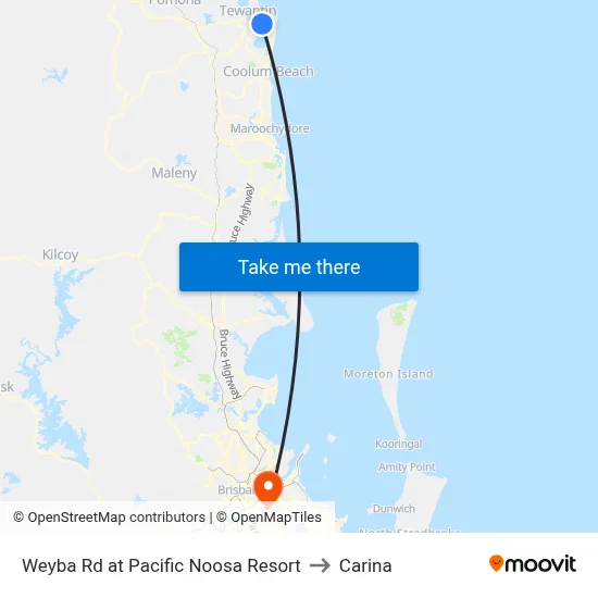 Weyba Rd at Pacific Noosa Resort to Carina map