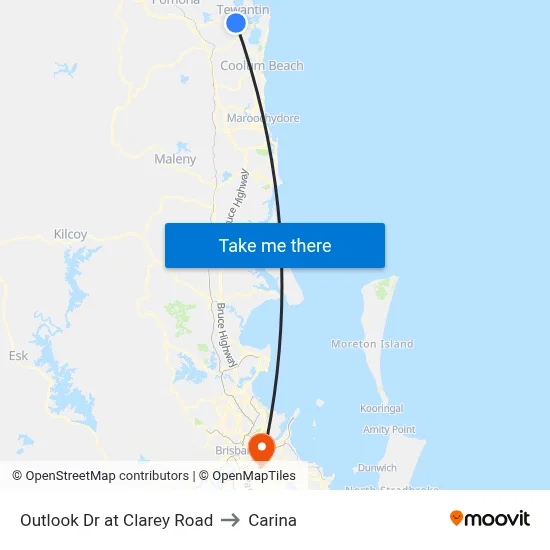 Outlook Dr at Clarey Road to Carina map