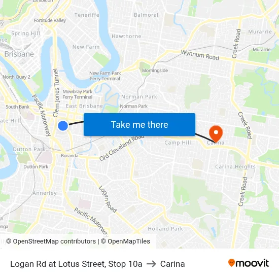 Logan Rd at Lotus Street, Stop 10a to Carina map
