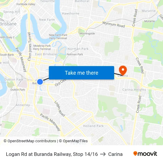 Logan Rd at Buranda Railway, Stop 14/16 to Carina map