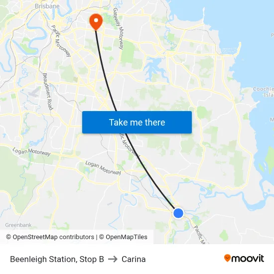 Beenleigh Station, Stop B to Carina map