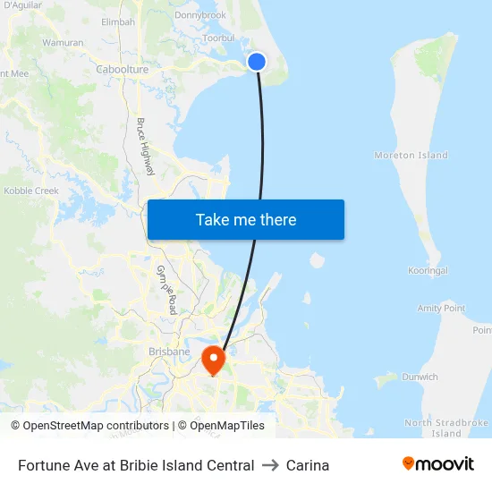 Fortune Ave at Bribie Island Central to Carina map