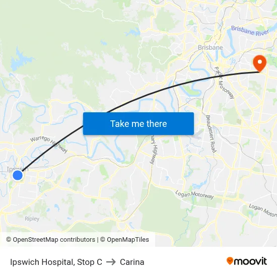 Ipswich Hospital, Stop C to Carina map
