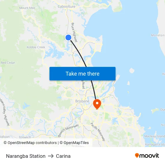 Narangba Station to Carina map