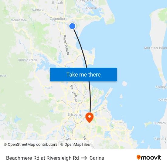 Beachmere Rd at Riversleigh Rd to Carina map