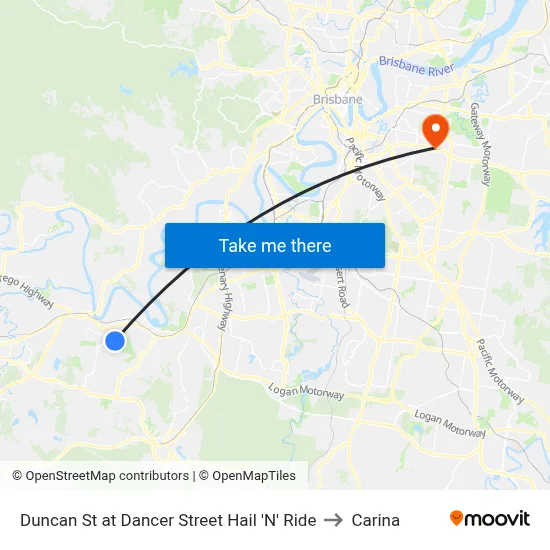 Duncan St at Dancer Street Hail 'N' Ride to Carina map