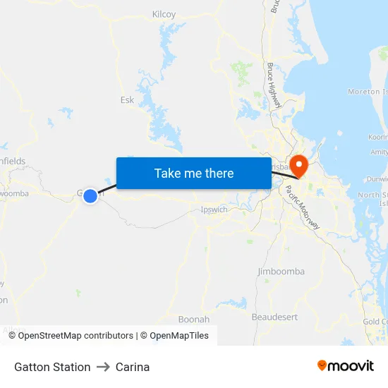 Gatton Station to Carina map