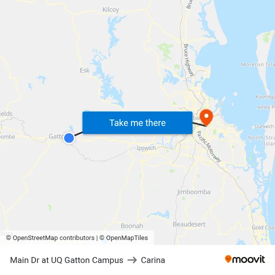 Main Dr at UQ Gatton Campus to Carina map