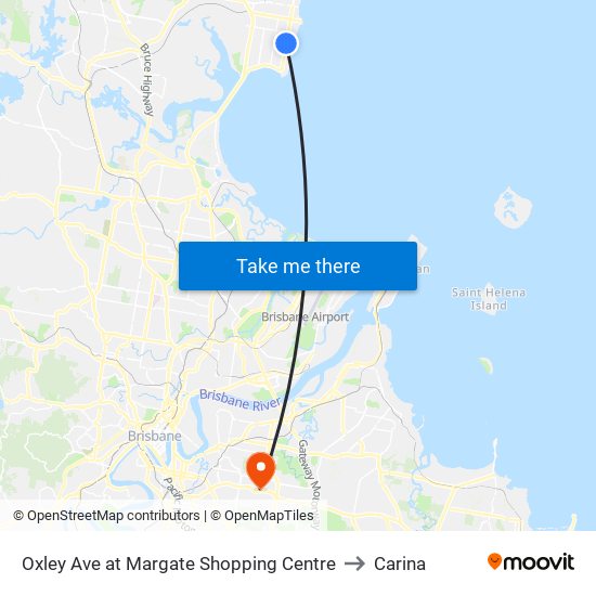 Oxley Ave at Margate Shopping Centre to Carina map