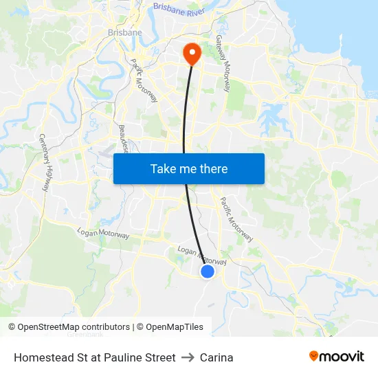 Homestead St at Pauline Street to Carina map