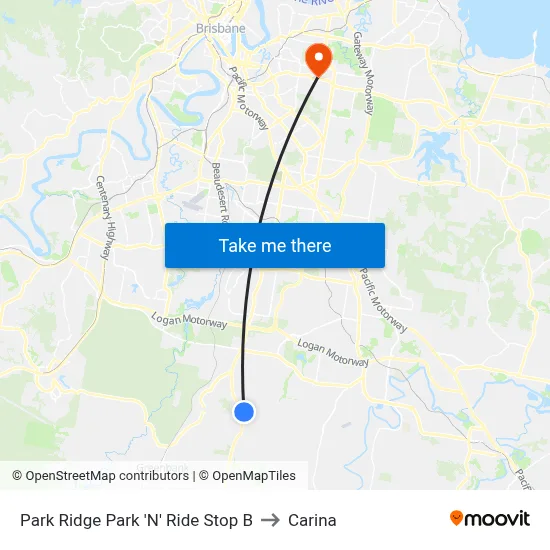 Park Ridge Park 'N' Ride Stop B to Carina map