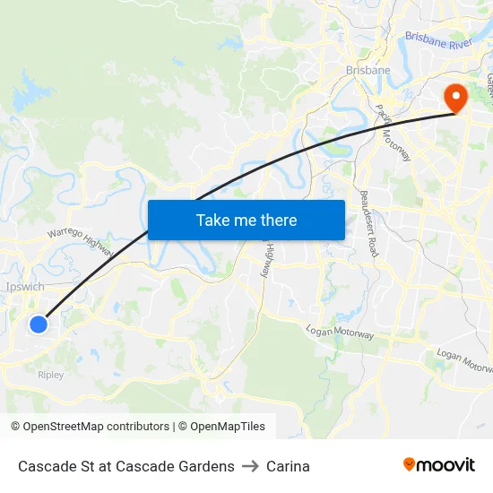 Cascade St at Cascade Gardens to Carina map