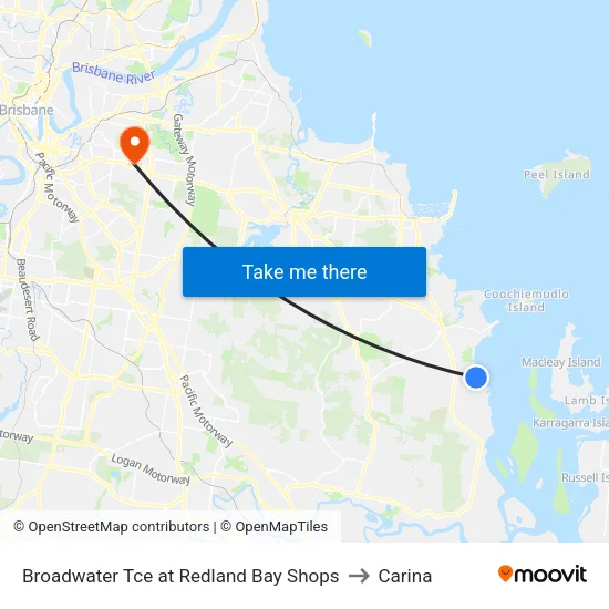 Broadwater Tce at Redland Bay Shops to Carina map