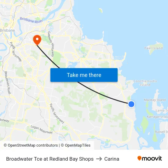 Broadwater Tce at Redland Bay Shops to Carina map