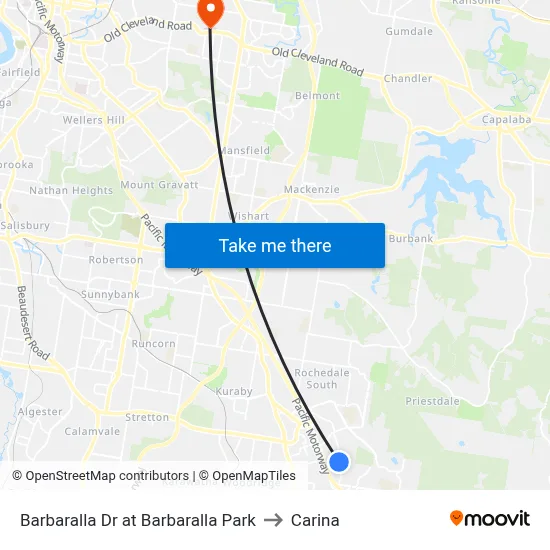 Barbaralla Dr at Barbaralla Park to Carina map