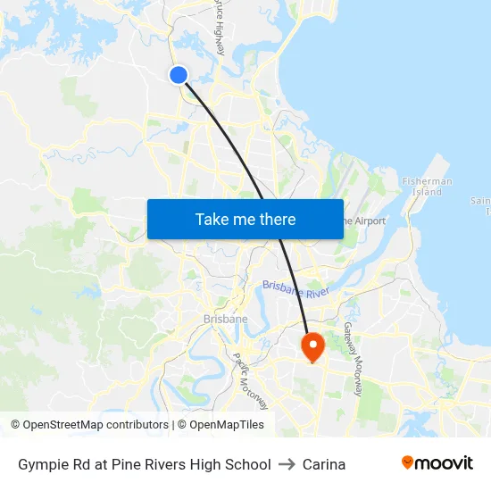Gympie Rd at Pine Rivers High School to Carina map