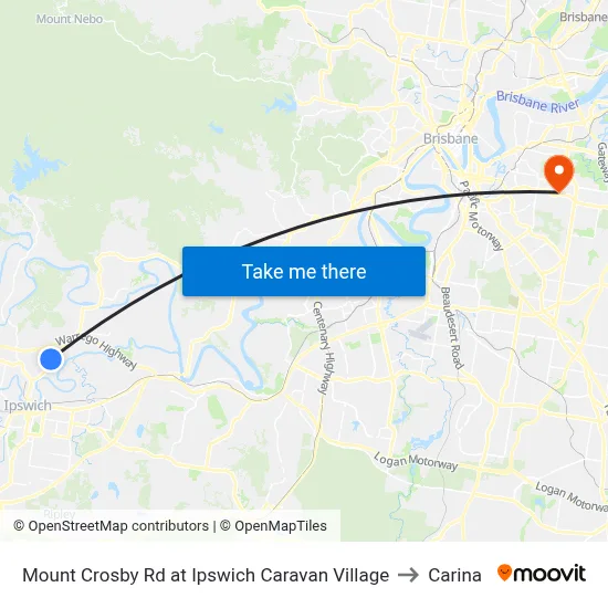 Mount Crosby Rd at Ipswich Caravan Village to Carina map