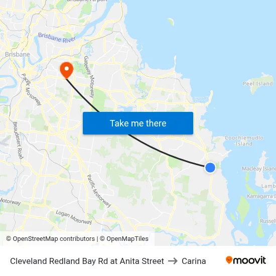 Cleveland Redland Bay Rd at Anita Street to Carina map