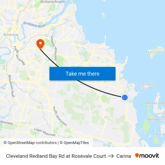 Cleveland Redland Bay Rd at Rosevale Court to Carina map