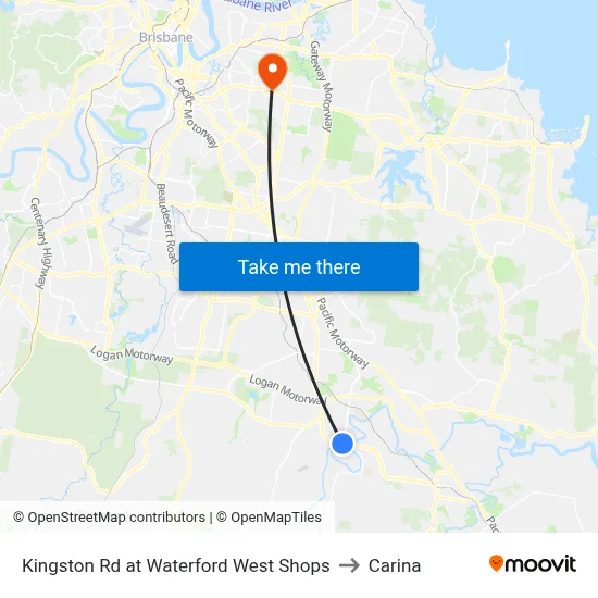 Kingston Rd at Waterford West Shops to Carina map
