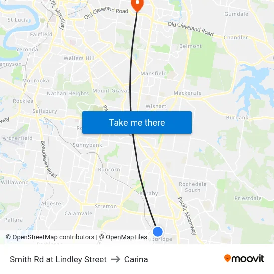 Smith Rd at Lindley Street to Carina map