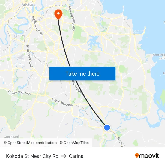 Kokoda St Near City Rd to Carina map