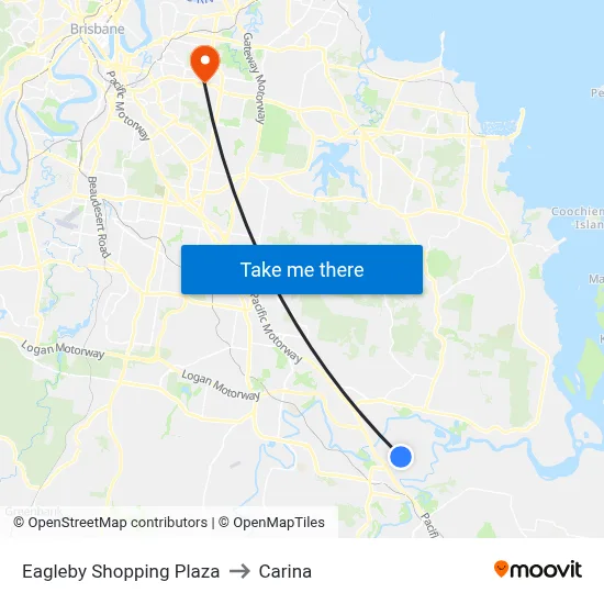 Eagleby Shopping Plaza to Carina map