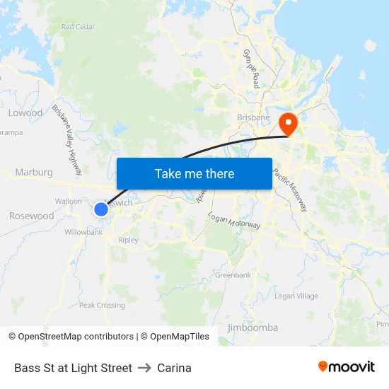Bass St at Light Street to Carina map