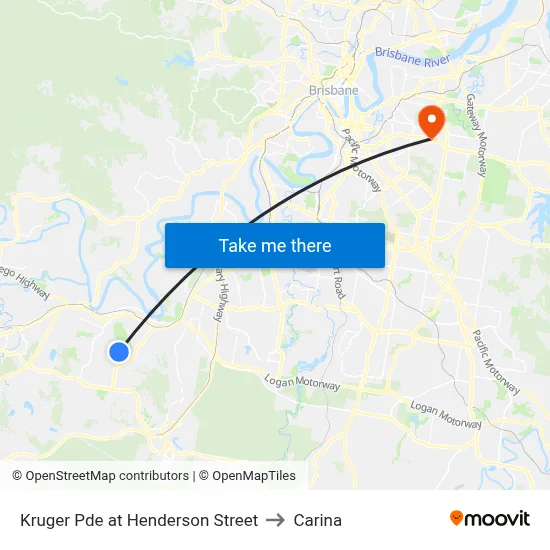 Kruger Pde at Henderson Street to Carina map