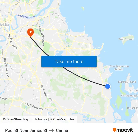 Peel St Near James St to Carina map