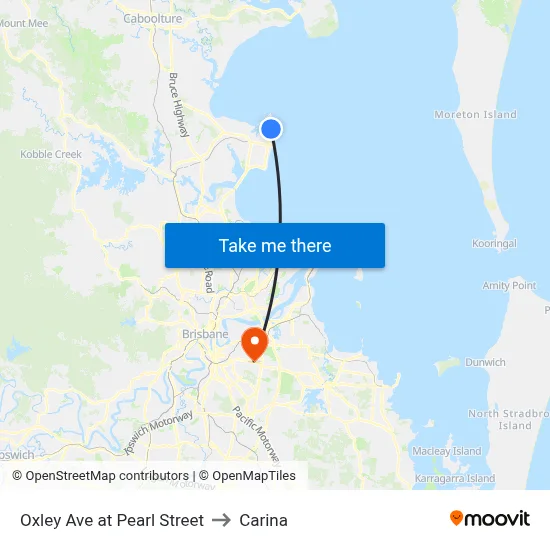 Oxley Ave at Pearl Street to Carina map