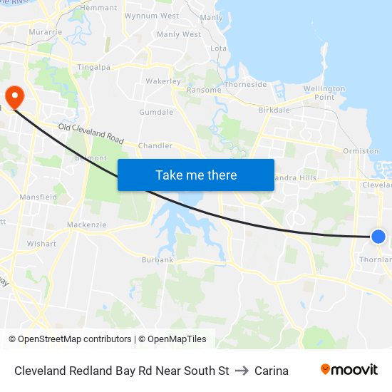 Cleveland Redland Bay Rd Near South St to Carina map