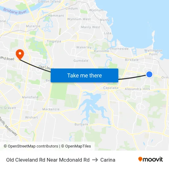 Old Cleveland Rd Near Mcdonald Rd to Carina map