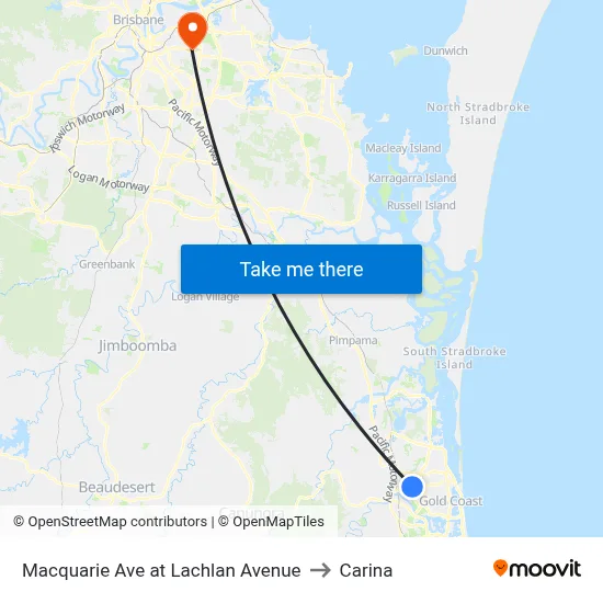 Macquarie Ave at Lachlan Avenue to Carina map