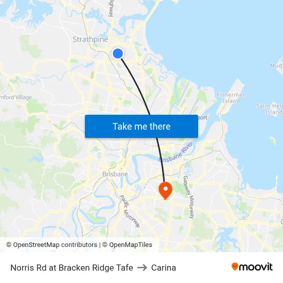 Norris Rd at Bracken Ridge Tafe to Carina map